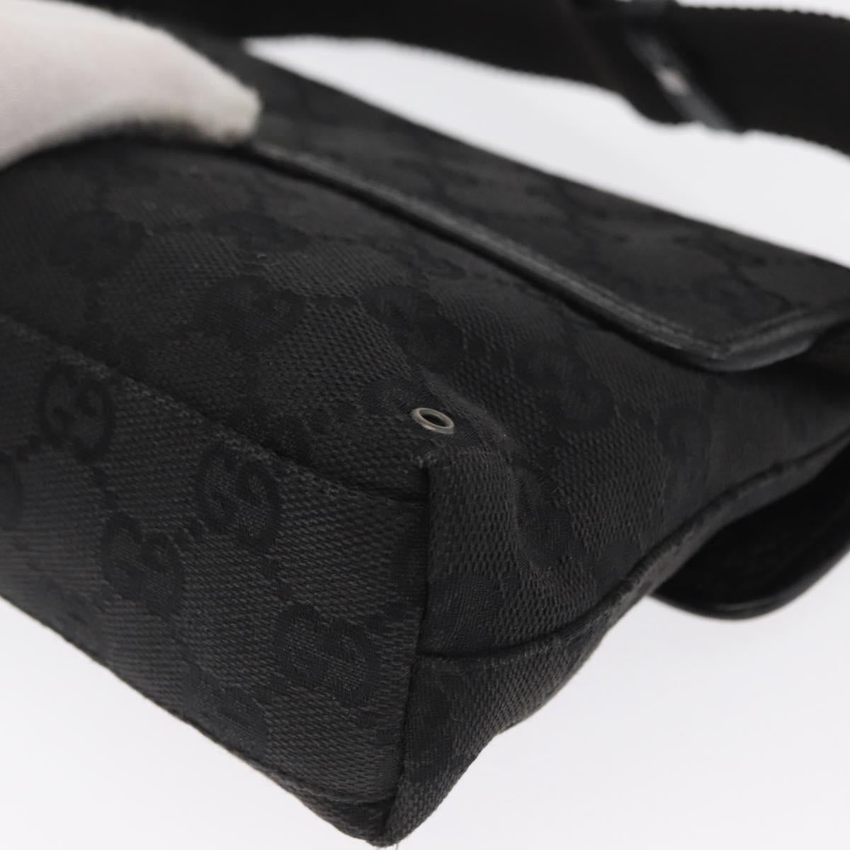 GUCCI GG Canvas Jackie Waist bag Black Silver 92543 Auth 168617
