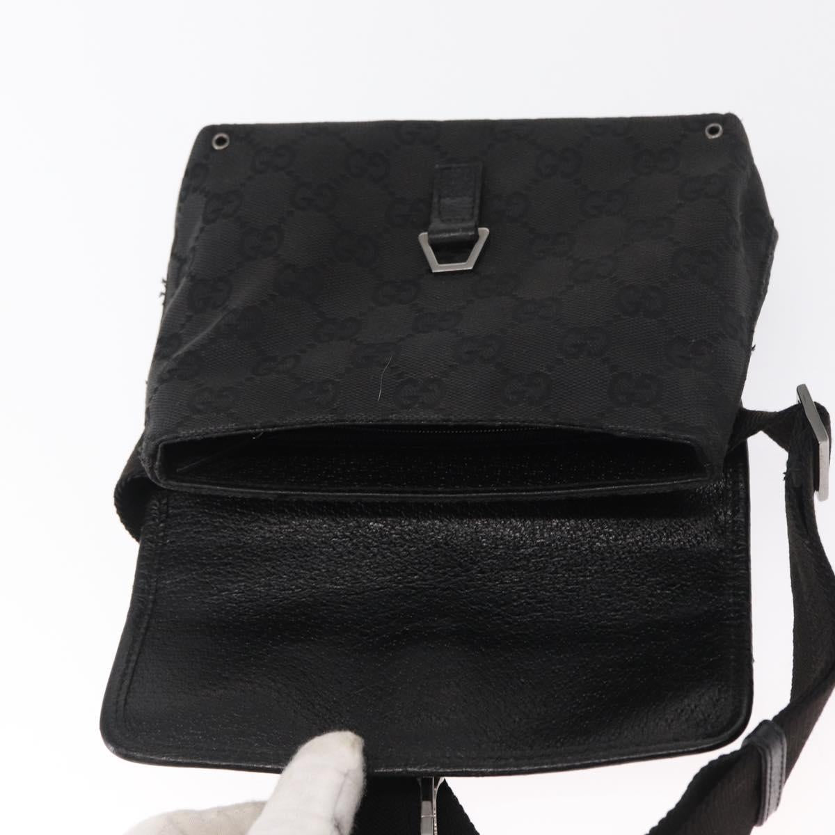 GUCCI GG Canvas Jackie Waist bag Black Silver 92543 Auth 168617