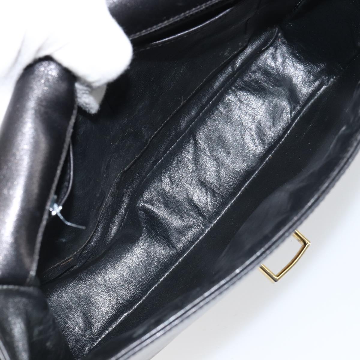 CELINE Shoulder Bag Leather Black Gold Auth 168618