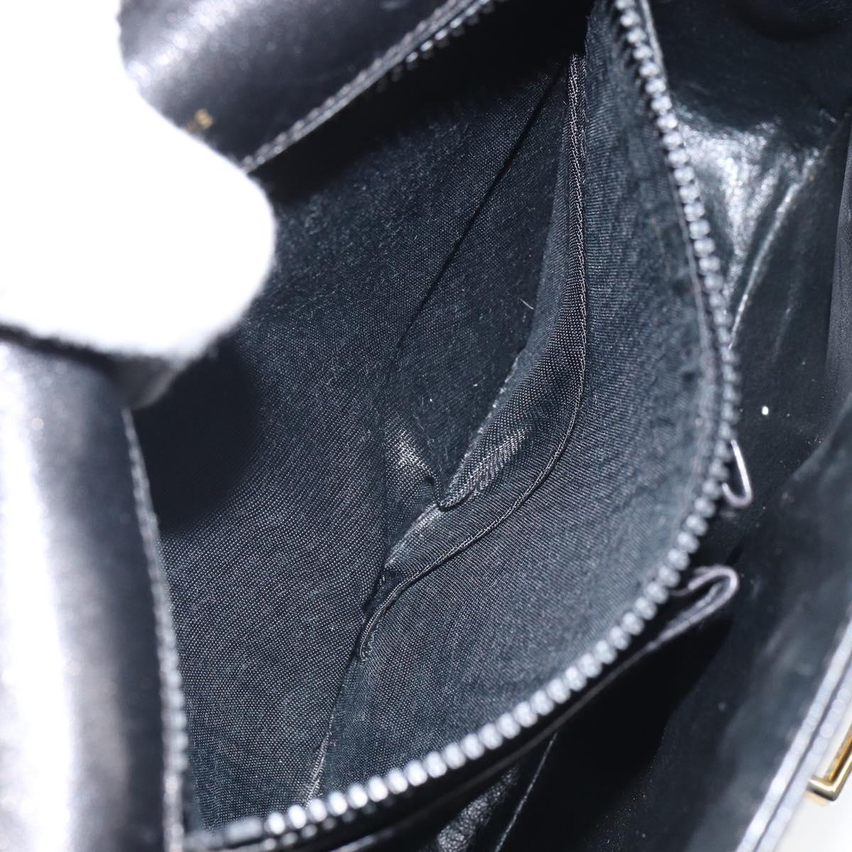 CELINE Shoulder Bag Leather Black Gold Auth 168618