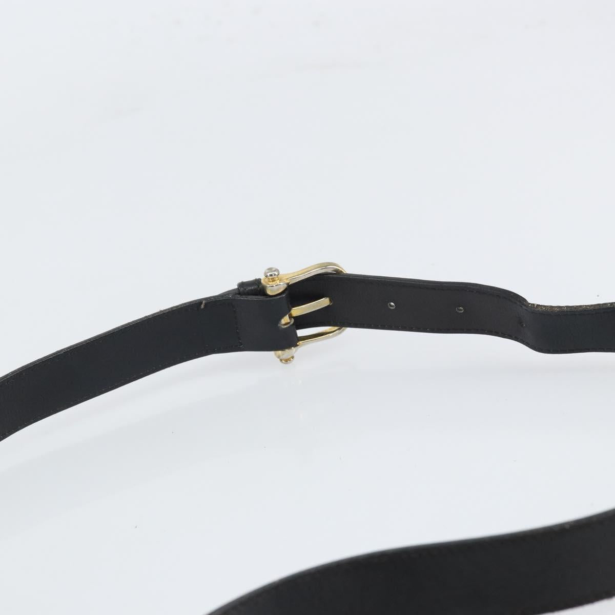 CELINE Shoulder Bag Leather Black Gold Auth 168618
