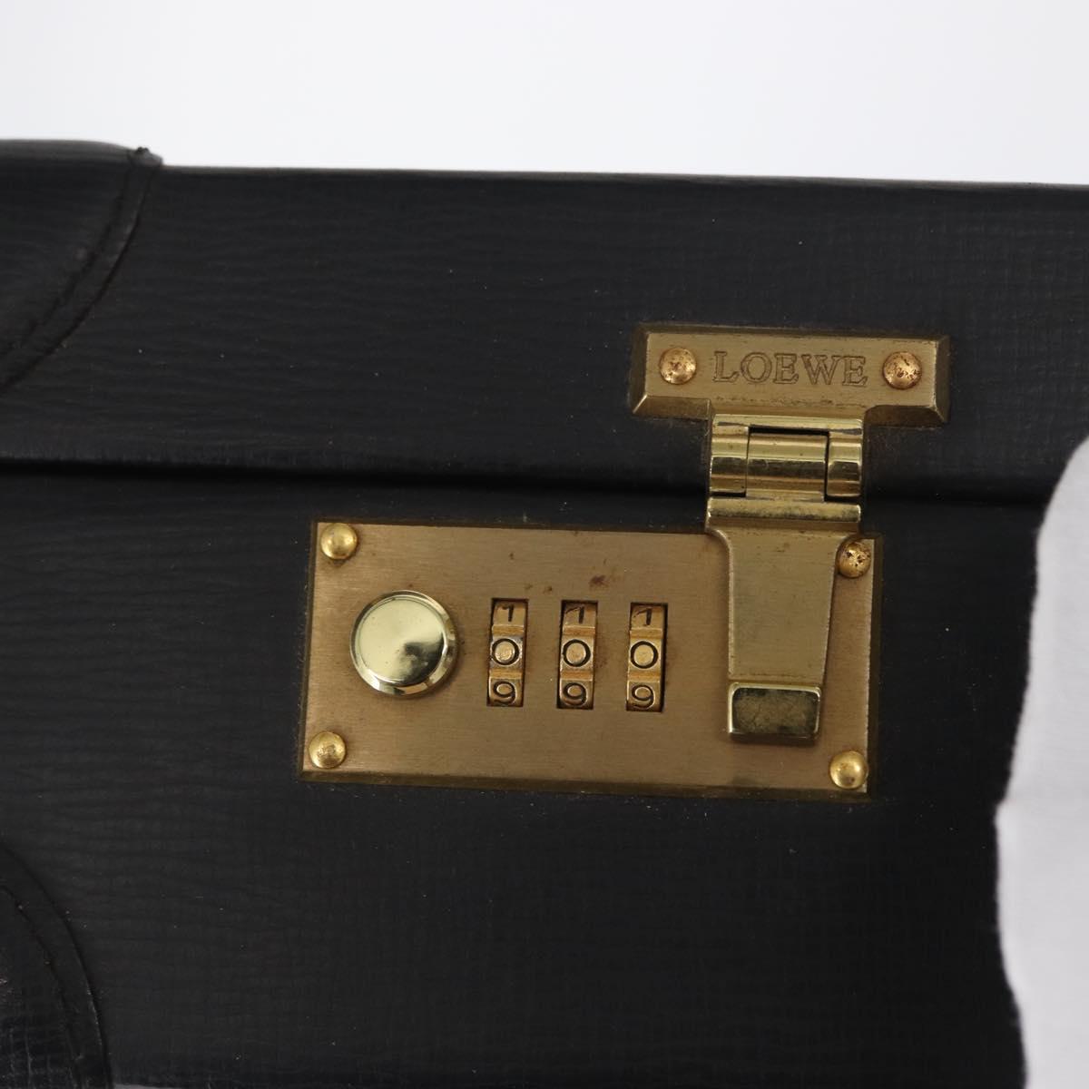 LOEWE Anagram Trunk Leather Black Gold Auth 168623