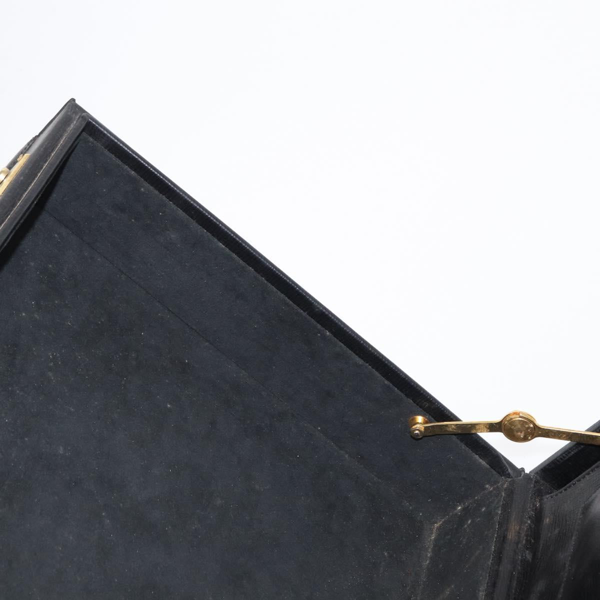 LOEWE Anagram Trunk Leather Black Gold Auth 168623