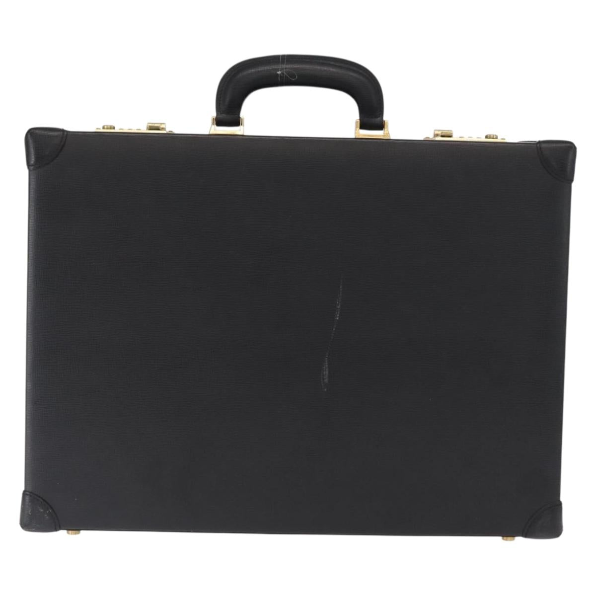 LOEWE Anagram Trunk Leather Black Gold Auth 168623