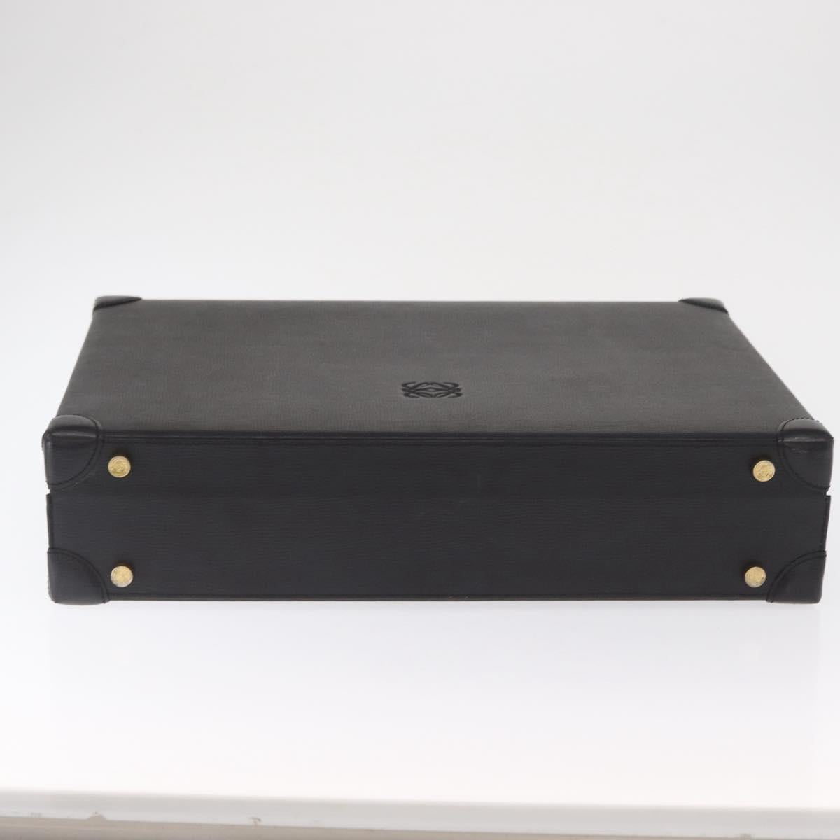LOEWE Anagram Trunk Leather Black Gold Auth 168623