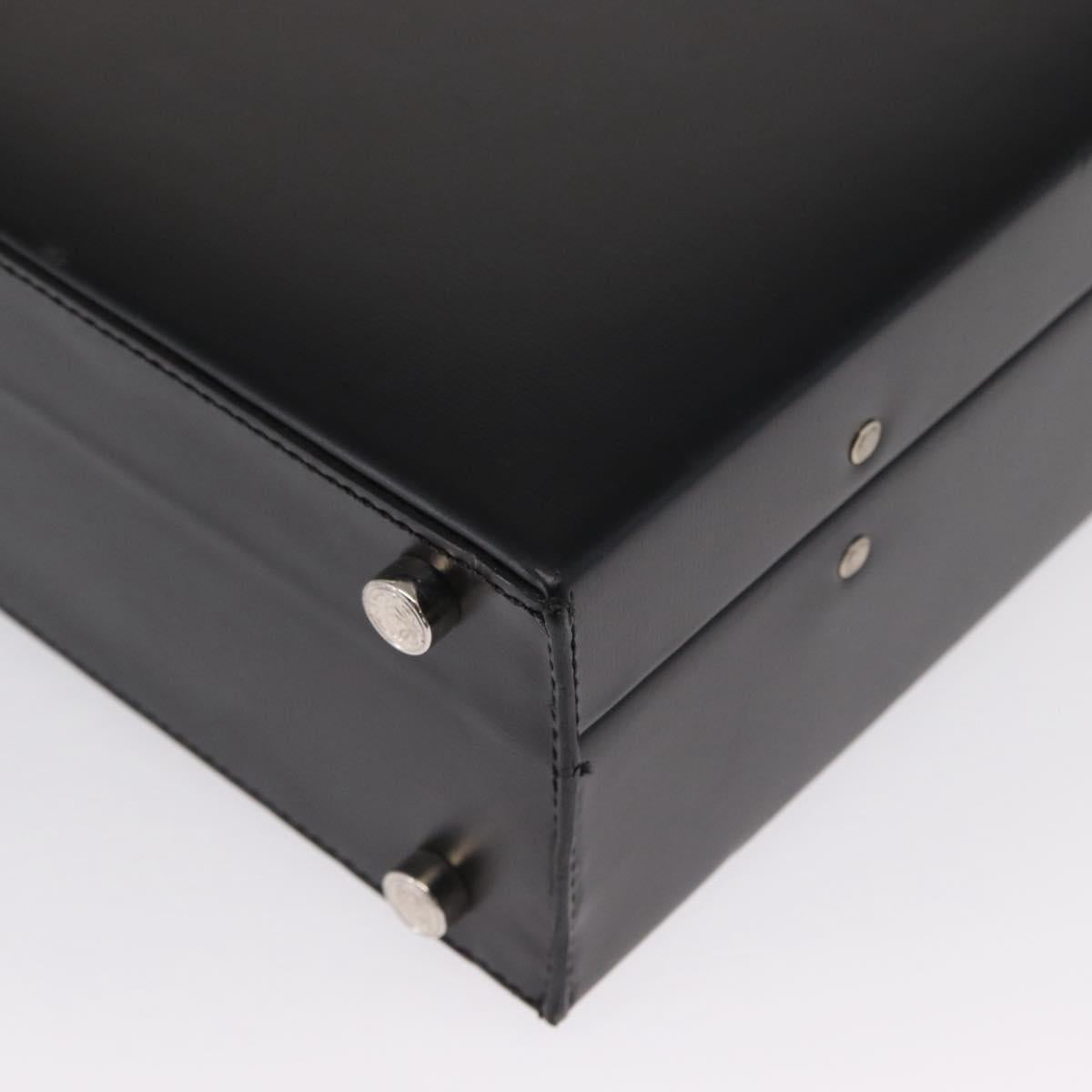 LOEWE Anagram Trunk Leather Black Silver Auth 168624