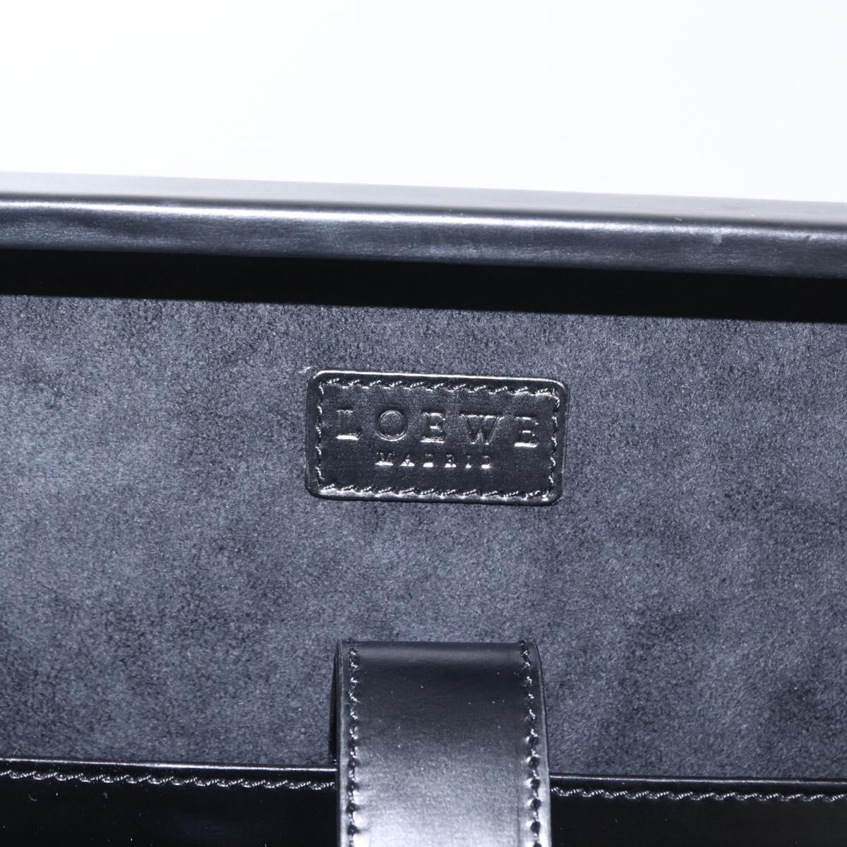 LOEWE Anagram Trunk Leather Black Silver Auth 168624