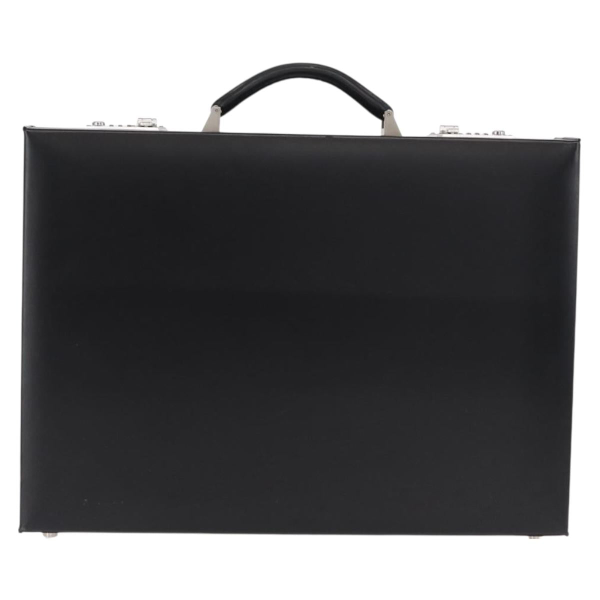 LOEWE Anagram Trunk Leather Black Silver Auth 168624