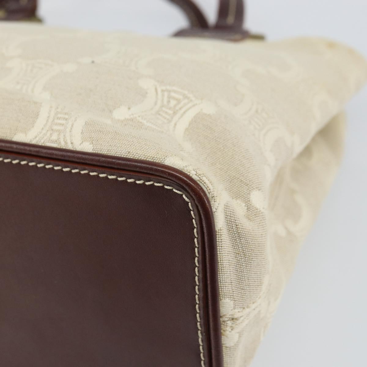 CELINE Macadam Canvas Hand Bag Beige Gold Auth 168626