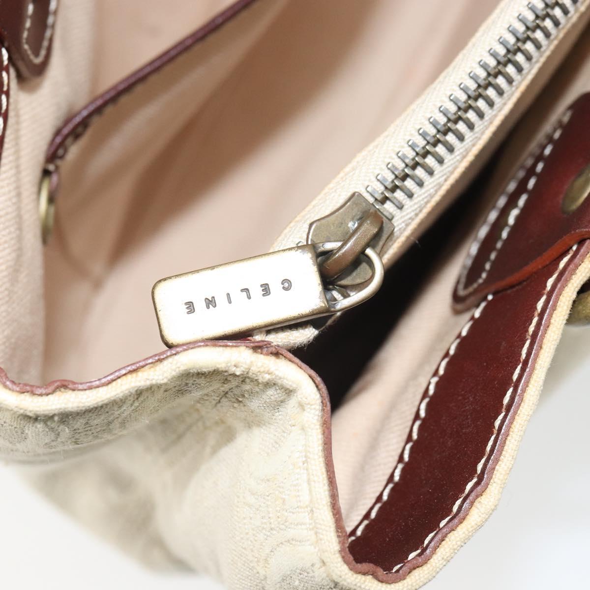 CELINE Macadam Canvas Hand Bag Beige Gold Auth 168626