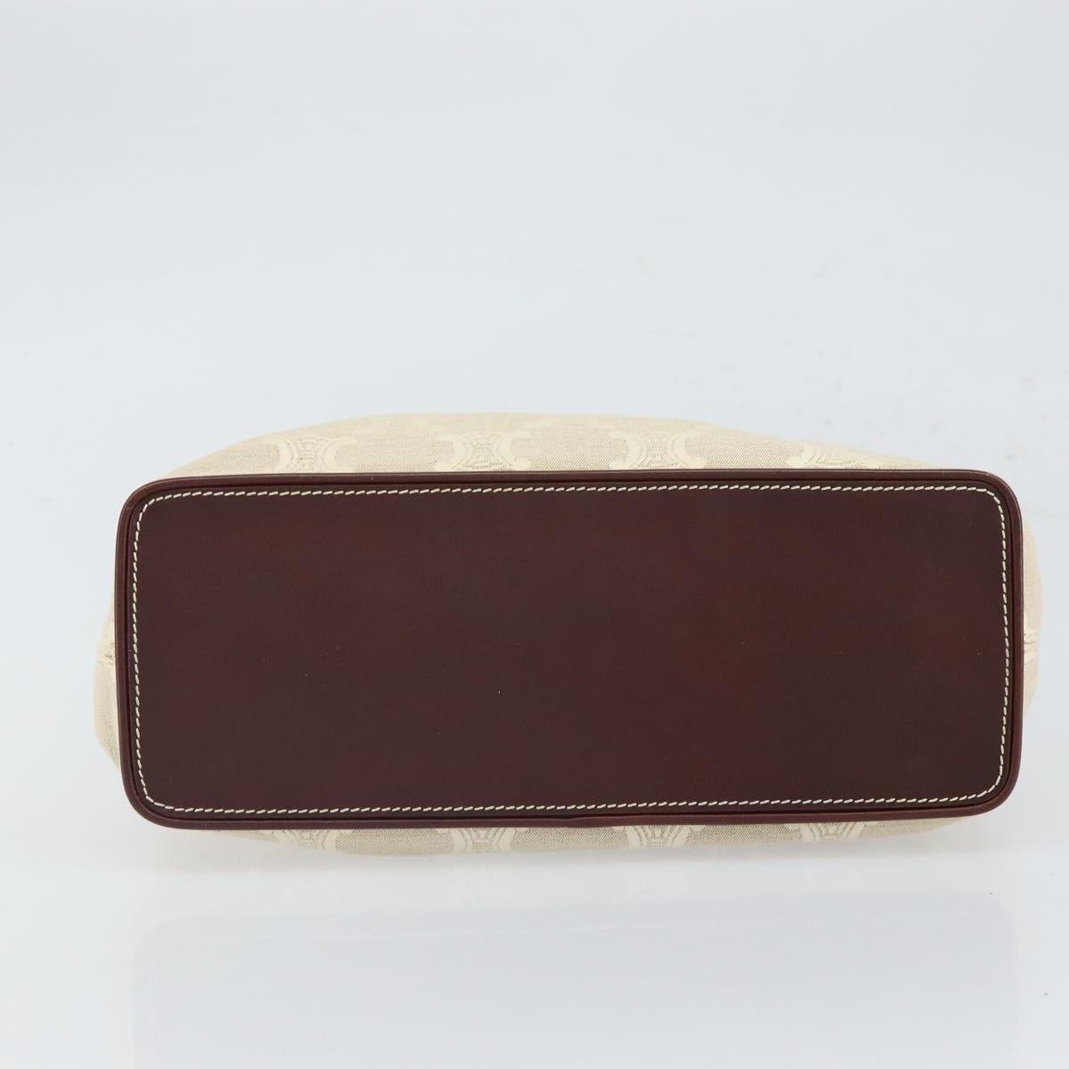 CELINE Macadam Canvas Hand Bag Beige Gold Auth 168626