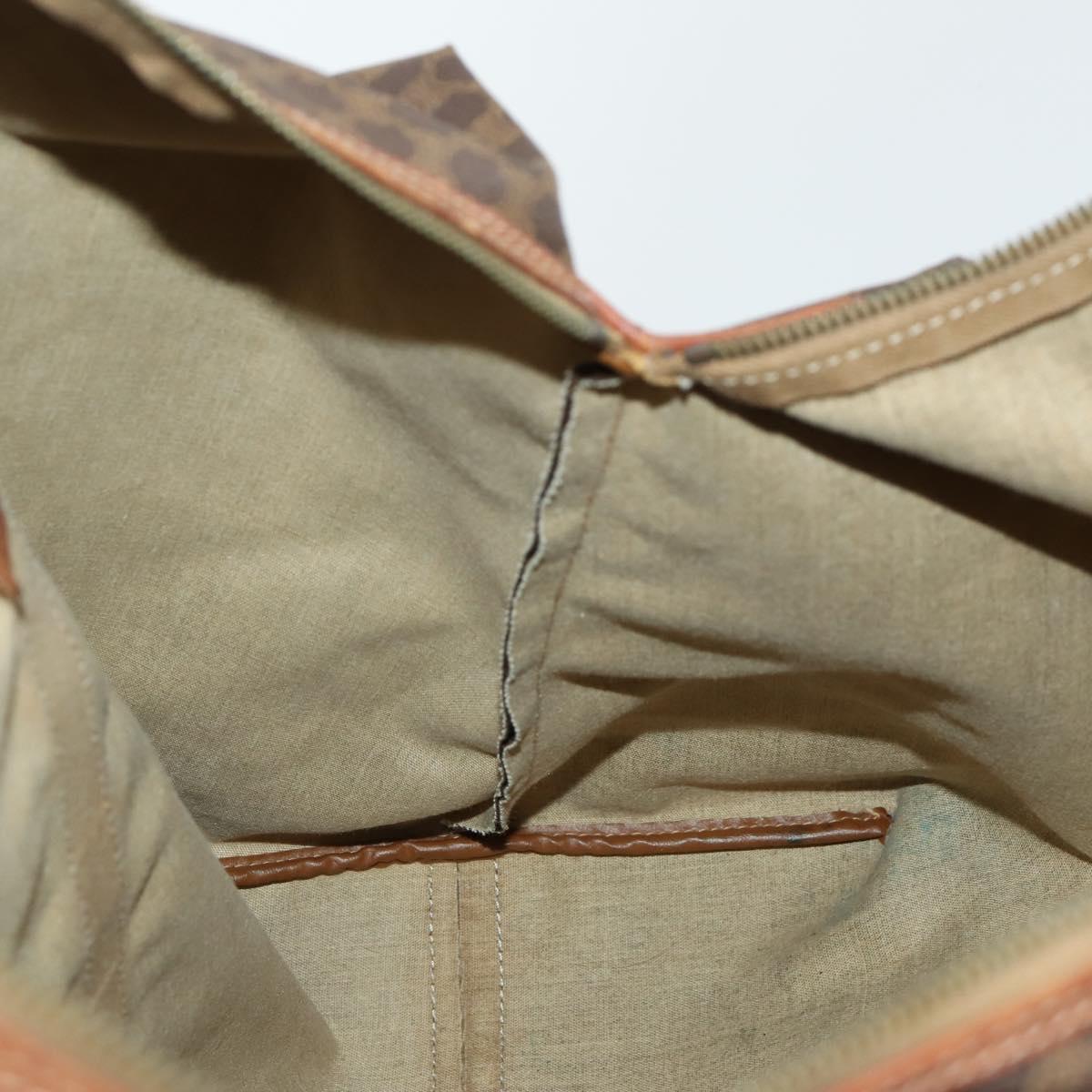 CELINE Macadam Canvas Boston Bag PVC Leather Brown Gold Auth 168631