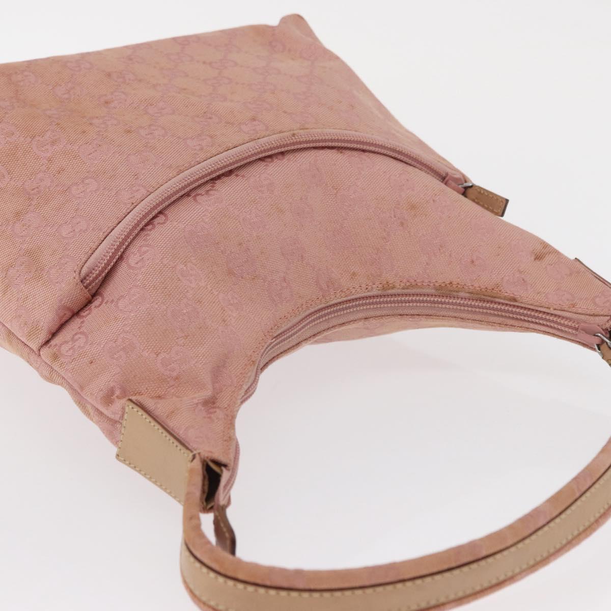 GUCCI GG Canvas Shoulder Bag Pink Silver 001 3386 Auth 168636