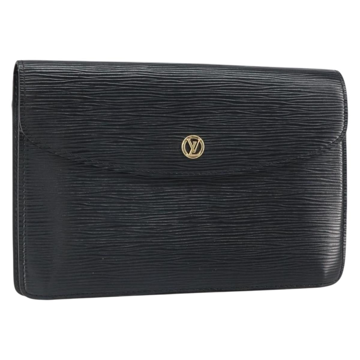 LOUIS VUITTON Epi Montaigne 23 Clutch Bag Black M52662 LV Auth 168641