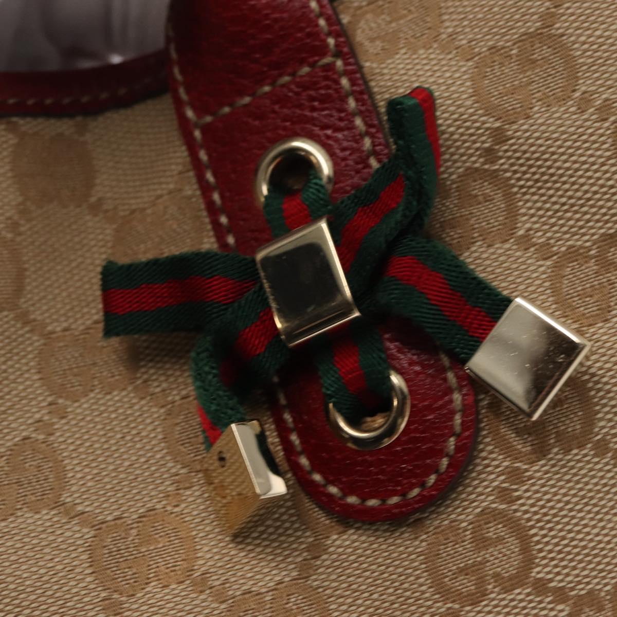 GUCCI Pretty GG Canvas Web Sherry Line Hand Bag Beige Gold 163805 Auth 168644