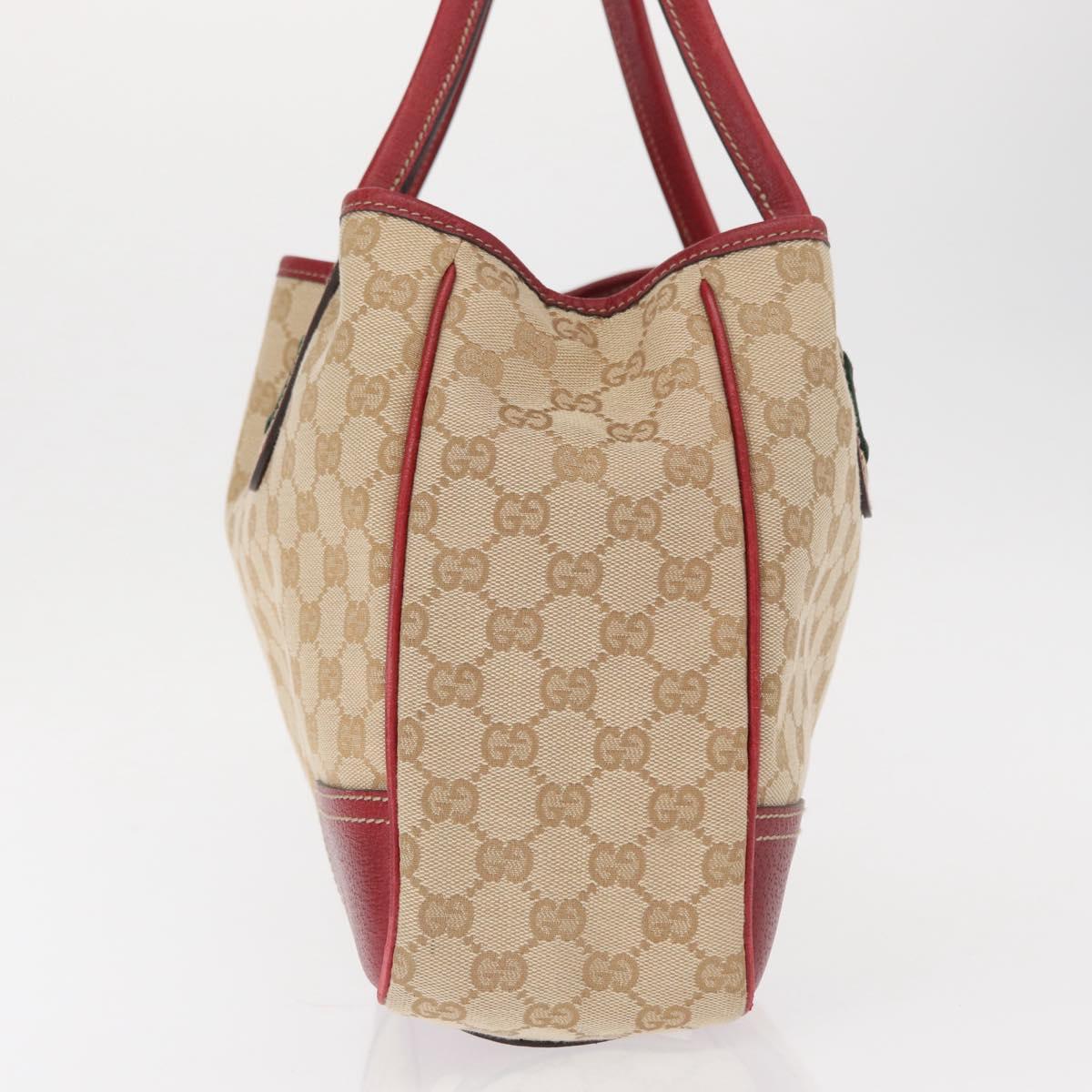 GUCCI Pretty GG Canvas Web Sherry Line Hand Bag Beige Gold 163805 Auth 168644