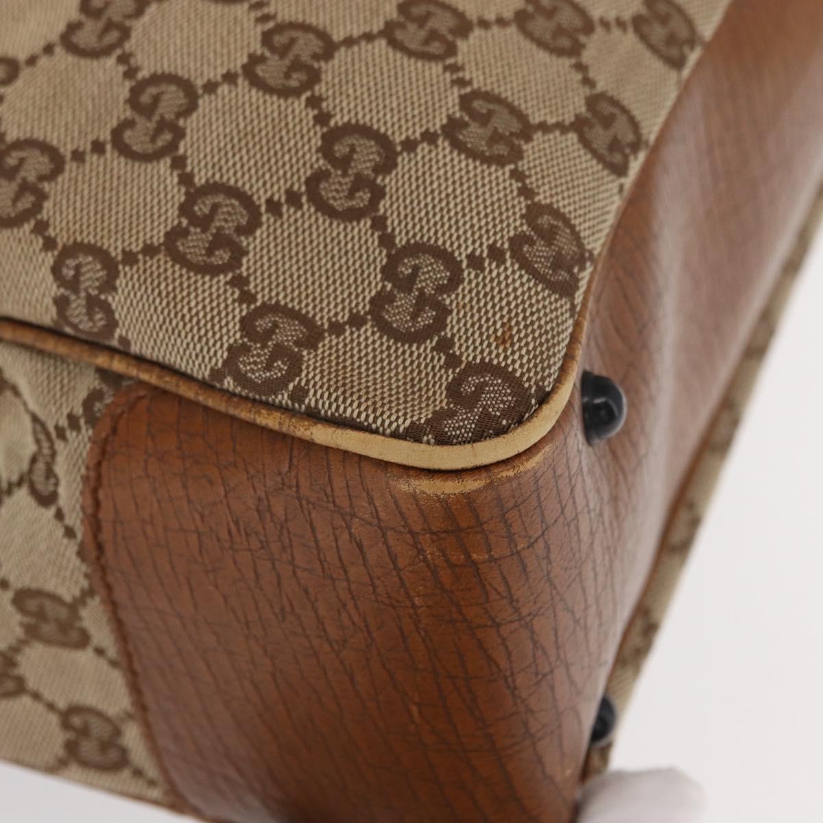 GUCCI Bamboo GG Canvas Hand Bag Beige 112526 Auth 168645