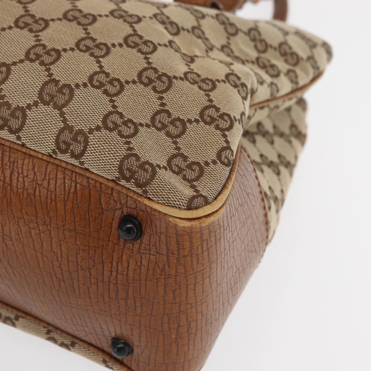 GUCCI Bamboo GG Canvas Hand Bag Beige 112526 Auth 168645