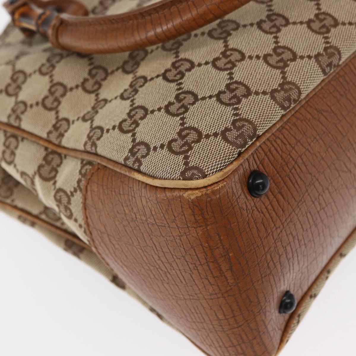 GUCCI Bamboo GG Canvas Hand Bag Beige 112526 Auth 168645