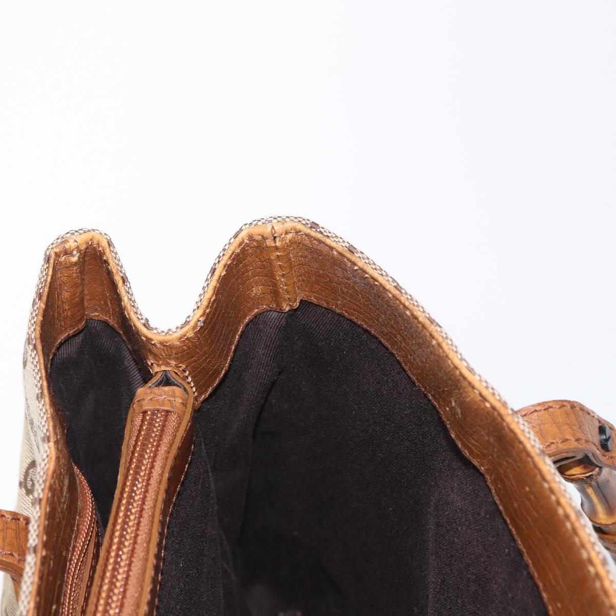 GUCCI Bamboo GG Canvas Hand Bag Beige 112526 Auth 168645
