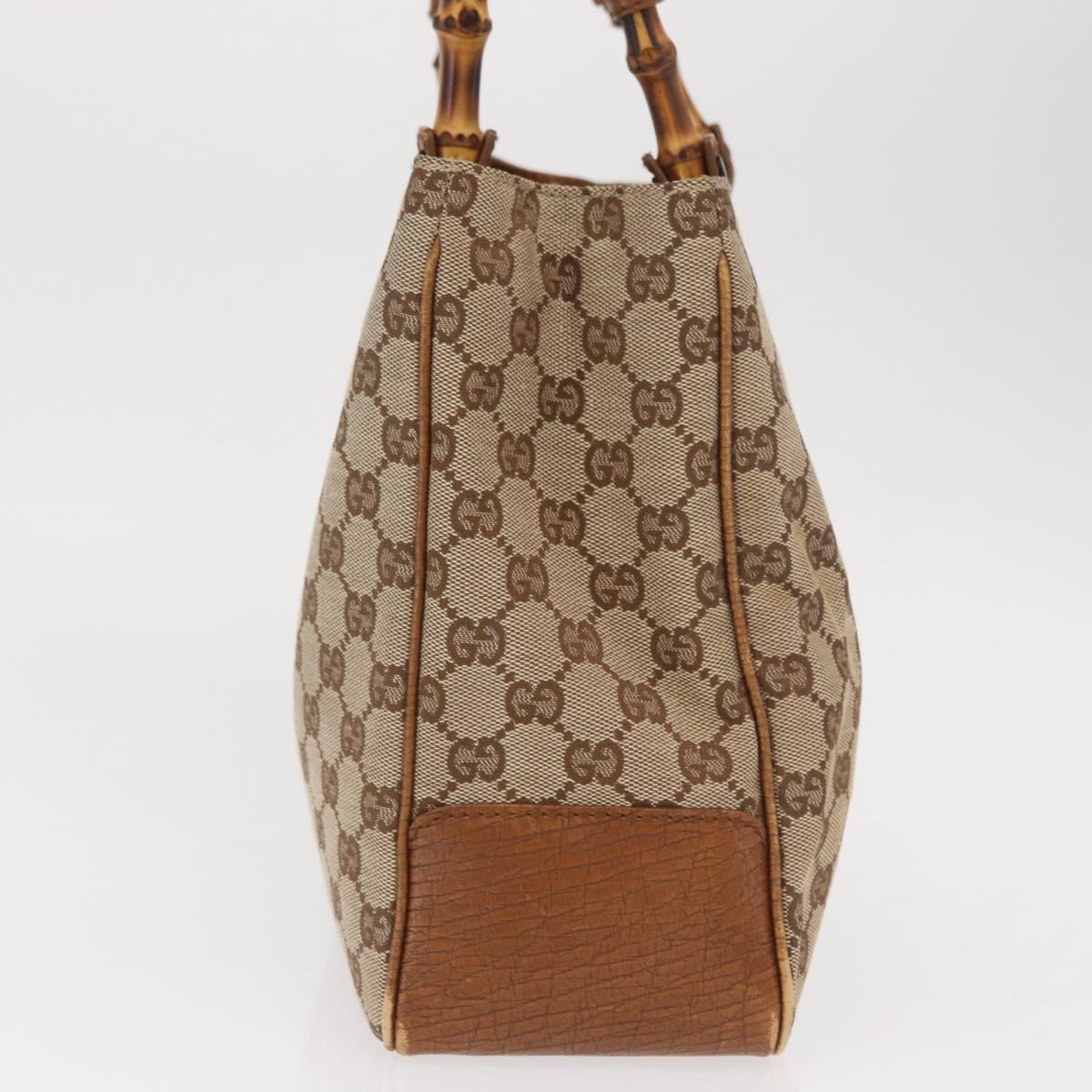 GUCCI Bamboo GG Canvas Hand Bag Beige 112526 Auth 168645