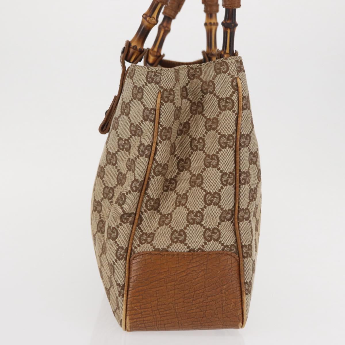GUCCI Bamboo GG Canvas Hand Bag Beige 112526 Auth 168645