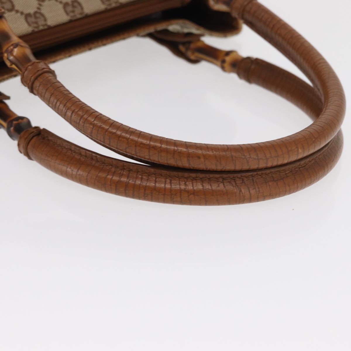GUCCI Bamboo GG Canvas Hand Bag Beige 112526 Auth 168645