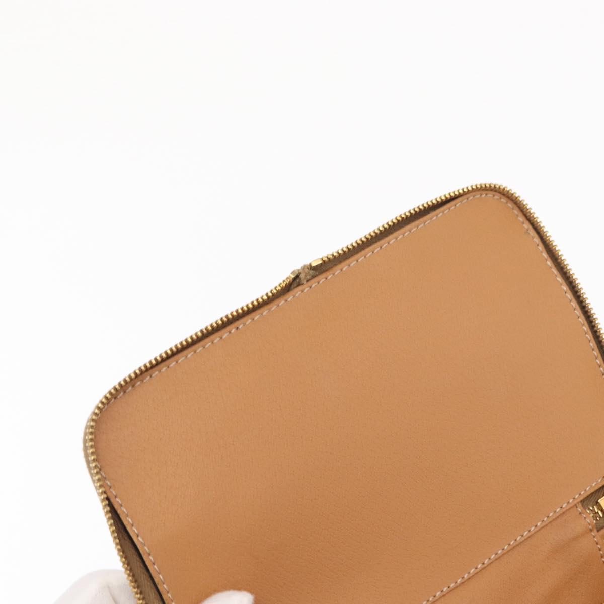 CELINE Macadam Canvas Vanity Hand Bag PVC White Gold Auth 168649