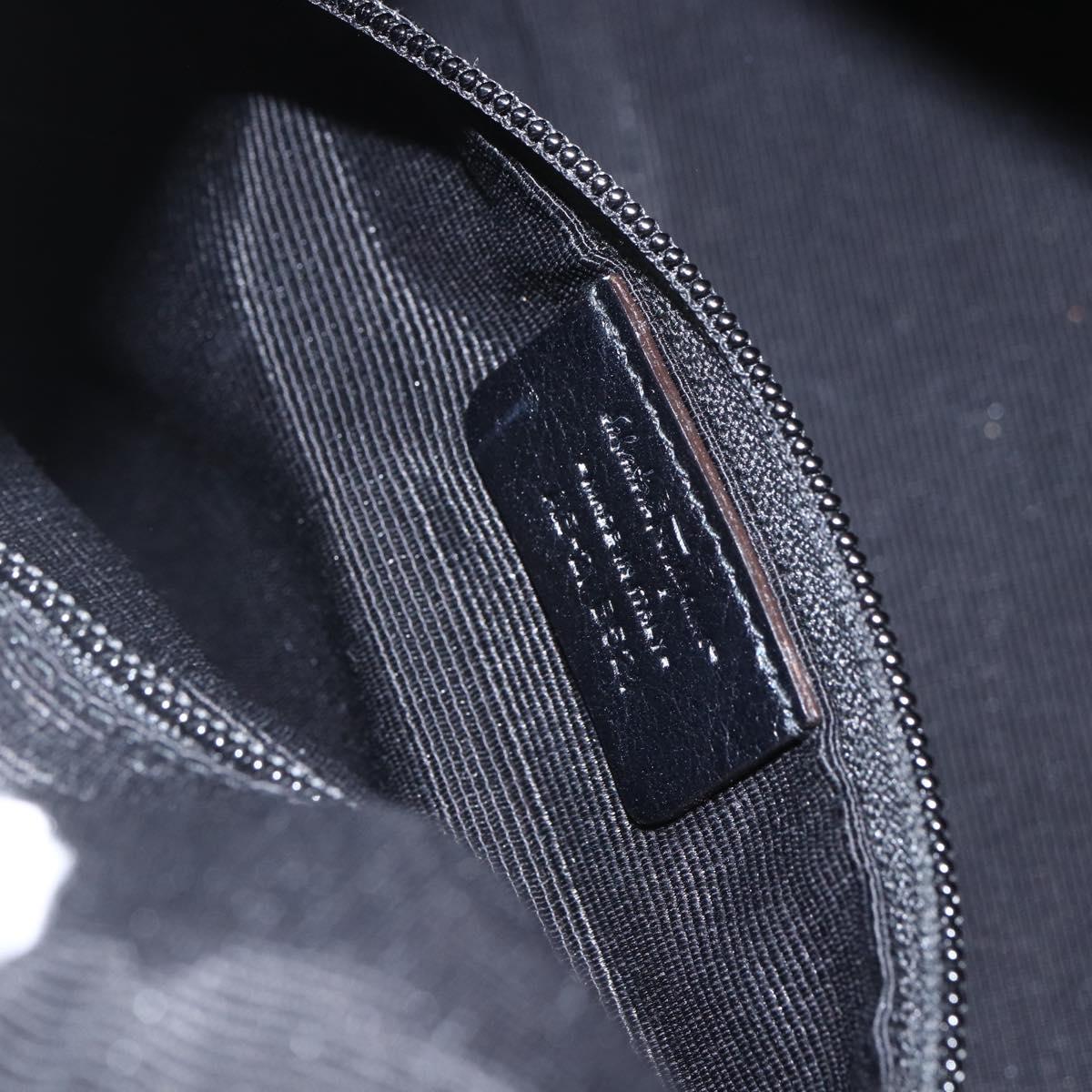 Salvatore Ferragamo Hand Bag Patent leather Khaki Silver Auth 168650