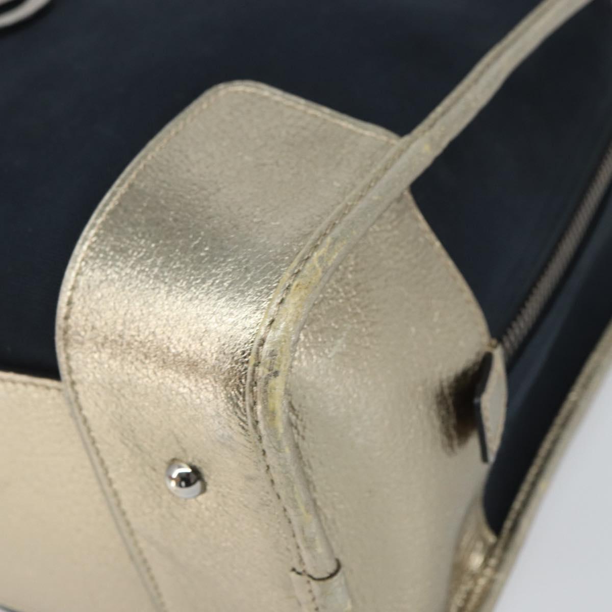 LOEWE Anagram Amazona 36 Hand Bag Canvas Leather Navy Silver Auth 168653