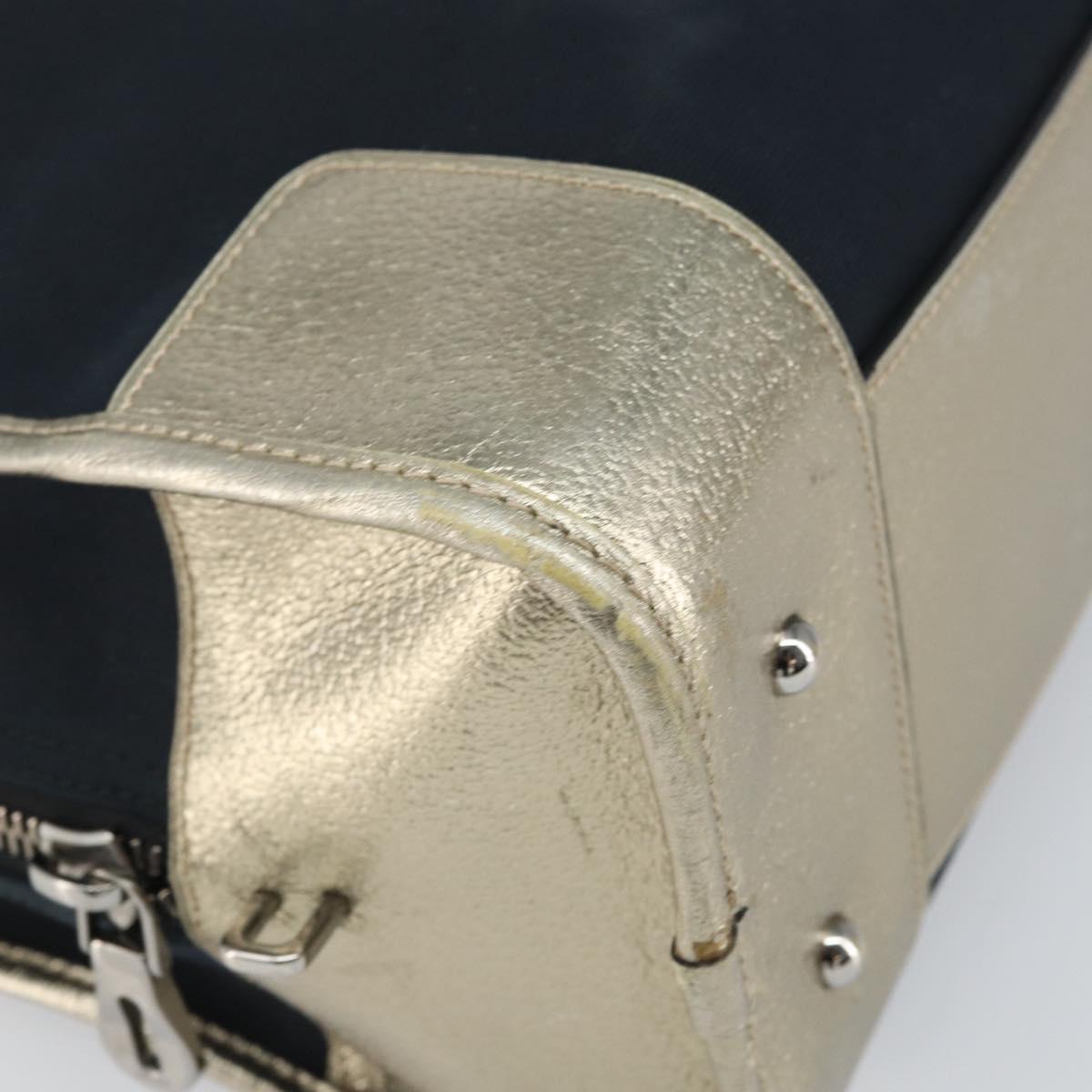 LOEWE Anagram Amazona 36 Hand Bag Canvas Leather Navy Silver Auth 168653