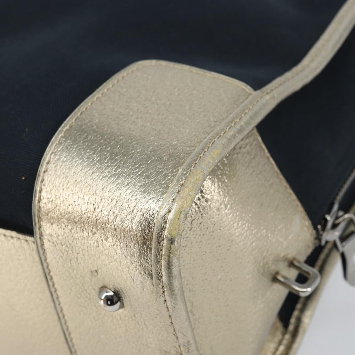 LOEWE Anagram Amazona 36 Hand Bag Canvas Leather Navy Silver Auth 168653