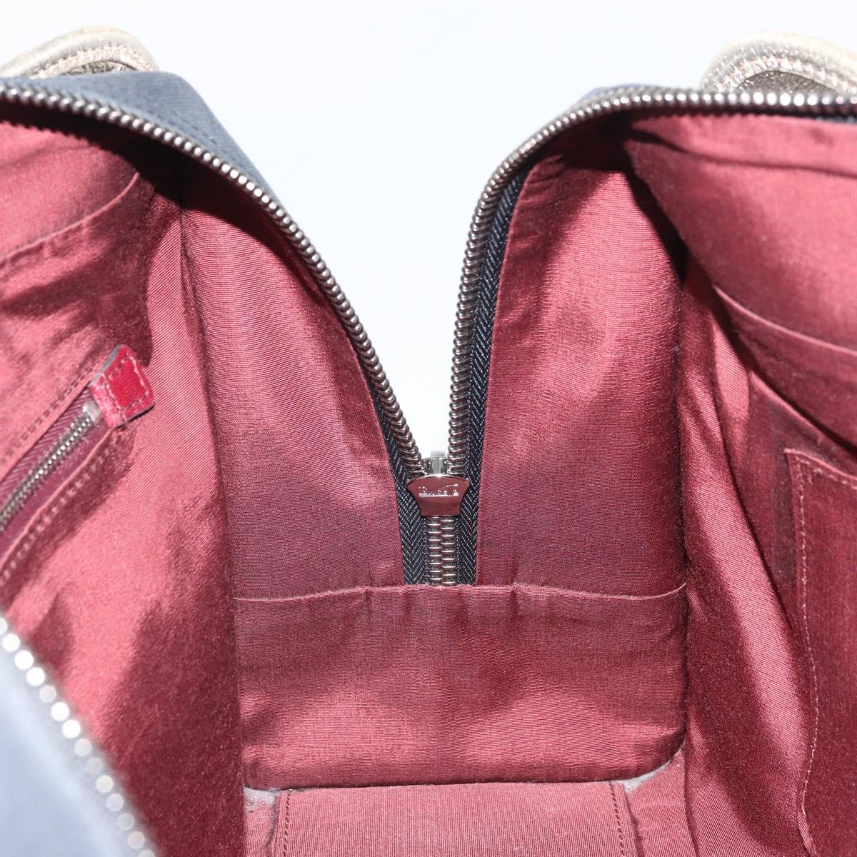 LOEWE Anagram Amazona 36 Hand Bag Canvas Leather Navy Silver Auth 168653