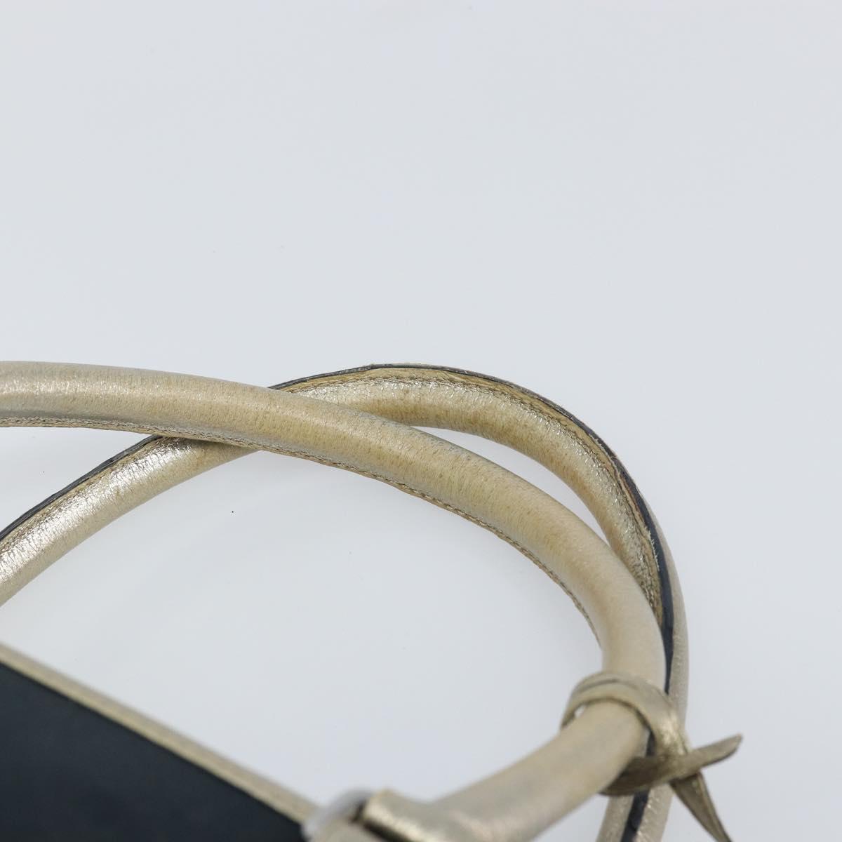 LOEWE Anagram Amazona 36 Hand Bag Canvas Leather Navy Silver Auth 168653