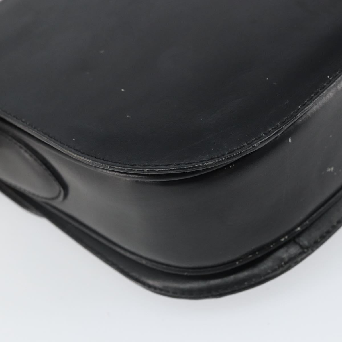 CELINE Shoulder Bag Leather Black Gold Auth 168658