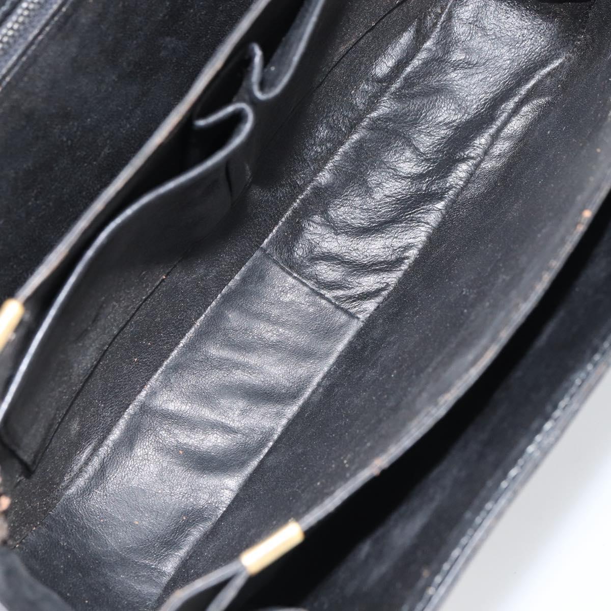 CELINE Shoulder Bag Leather Black Gold Auth 168658