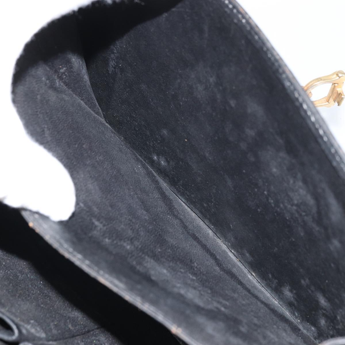 CELINE Shoulder Bag Leather Black Gold Auth 168658