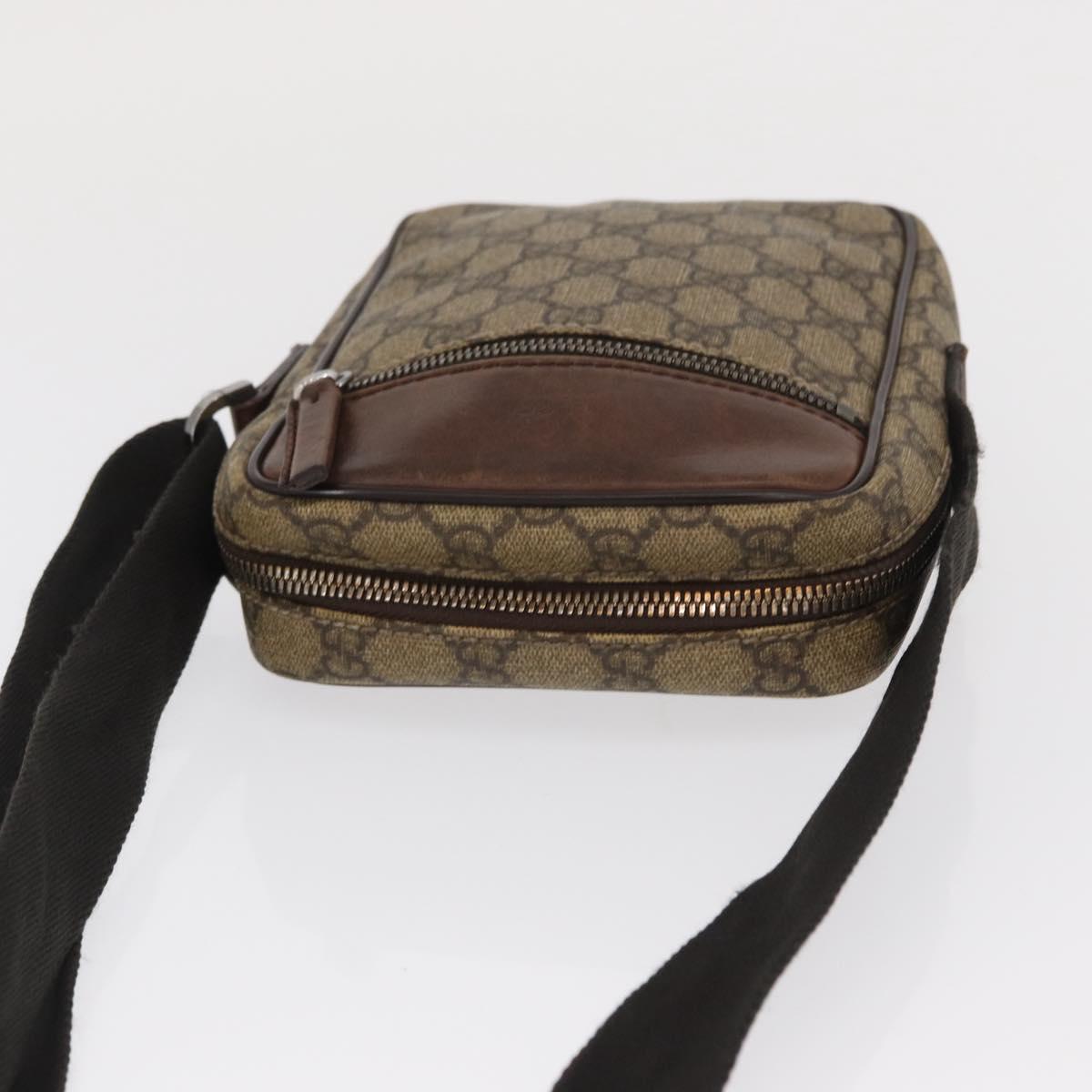 GUCCI GG Supreme Shoulder Bag PVC Beige Silver 101680 Auth 168664