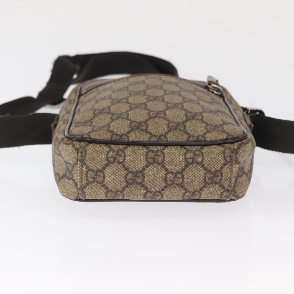 GUCCI GG Supreme Shoulder Bag PVC Beige Silver 101680 Auth 168664