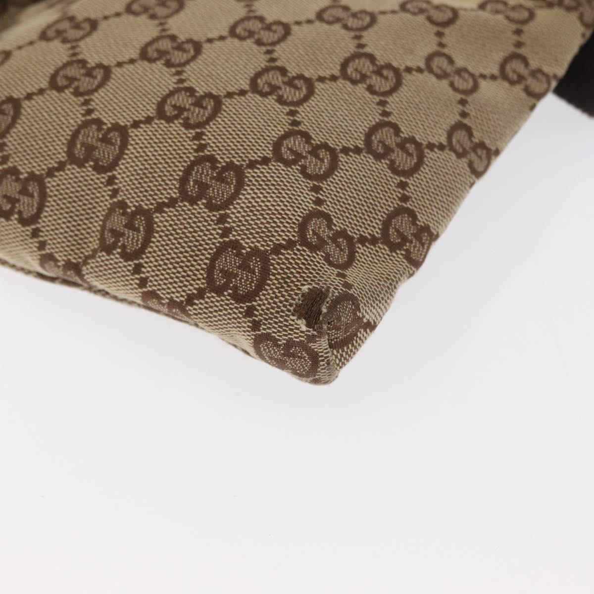 GUCCI GG Canvas Waist bag Beige Silver 28566 Auth 168667