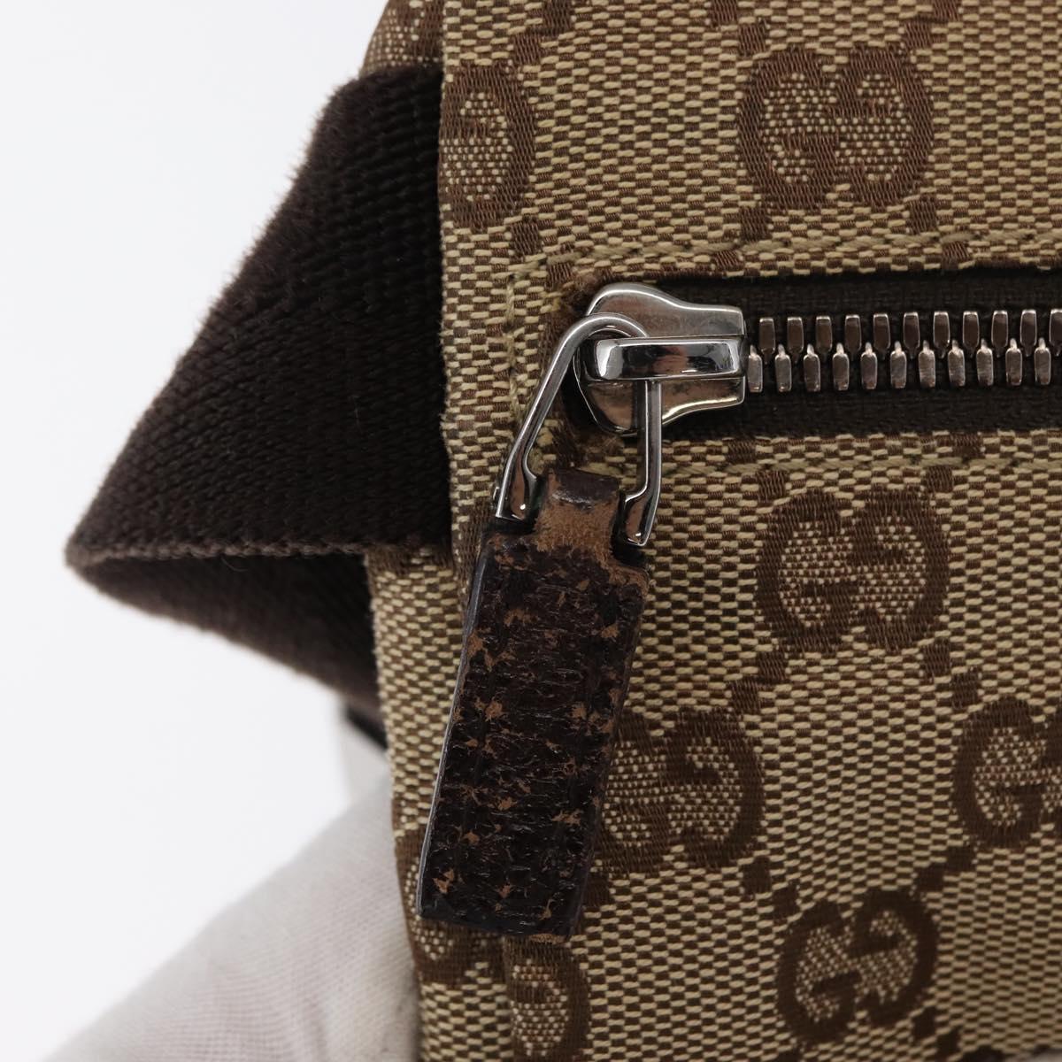GUCCI GG Canvas Waist bag Beige Silver 28566 Auth 168667