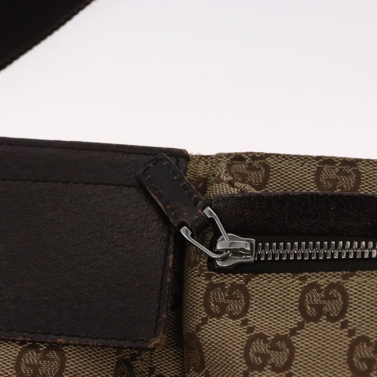 GUCCI GG Canvas Waist bag Beige Silver 28566 Auth 168667