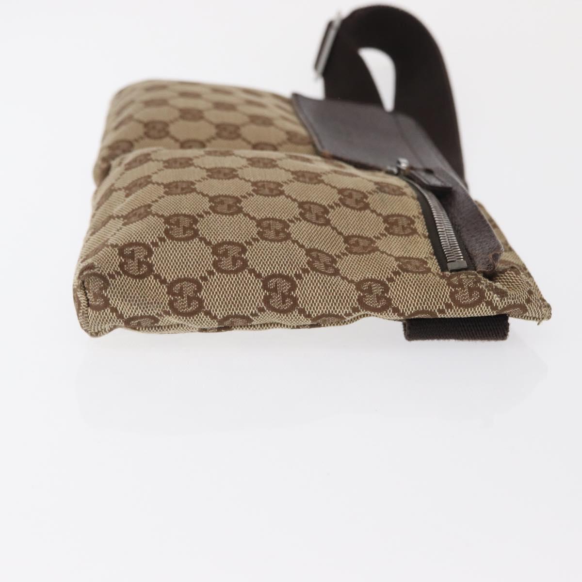 GUCCI GG Canvas Waist bag Beige Silver 28566 Auth 168667