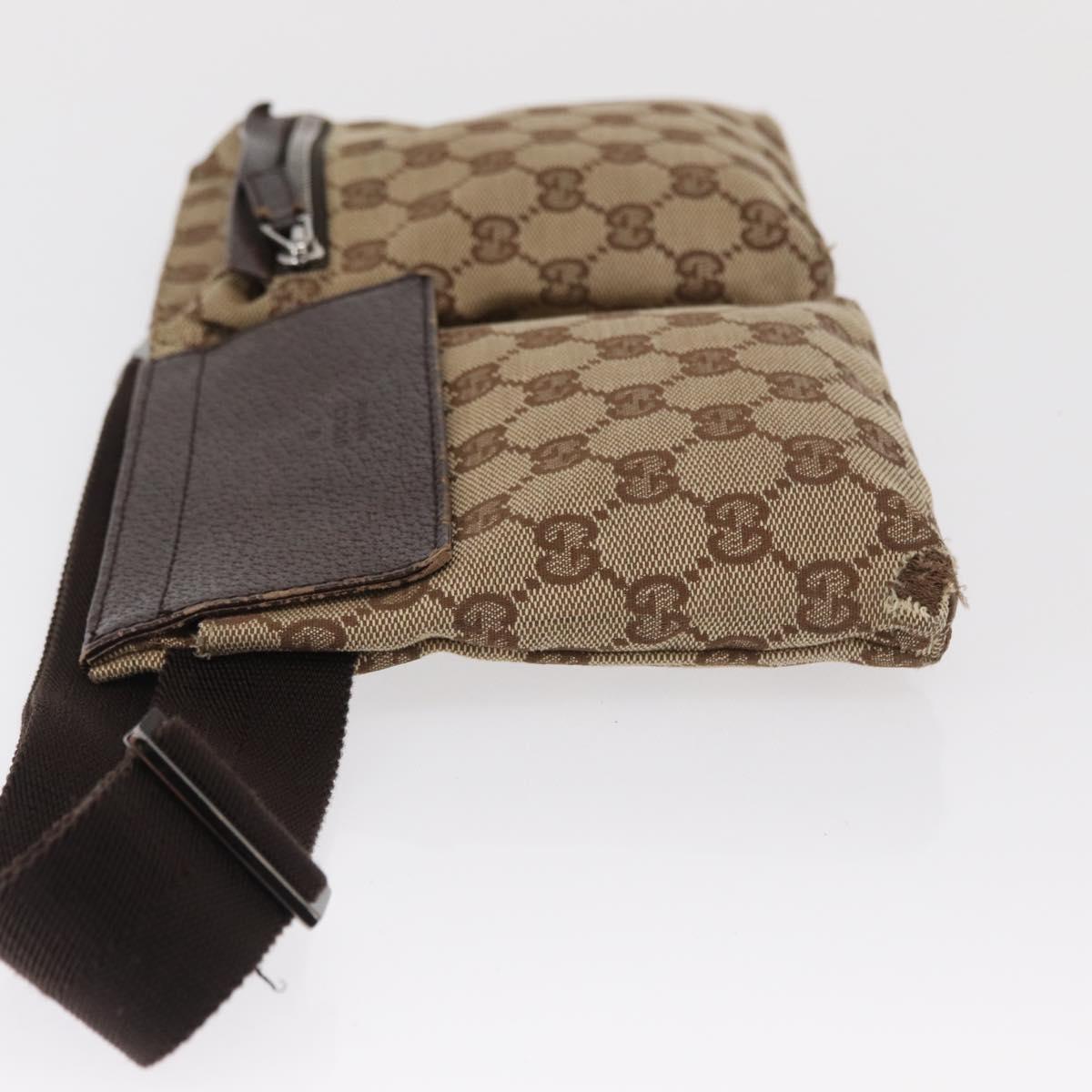 GUCCI GG Canvas Waist bag Beige Silver 28566 Auth 168667