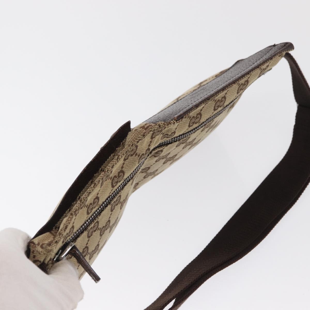 GUCCI GG Canvas Waist bag Beige Silver 28566 Auth 168667