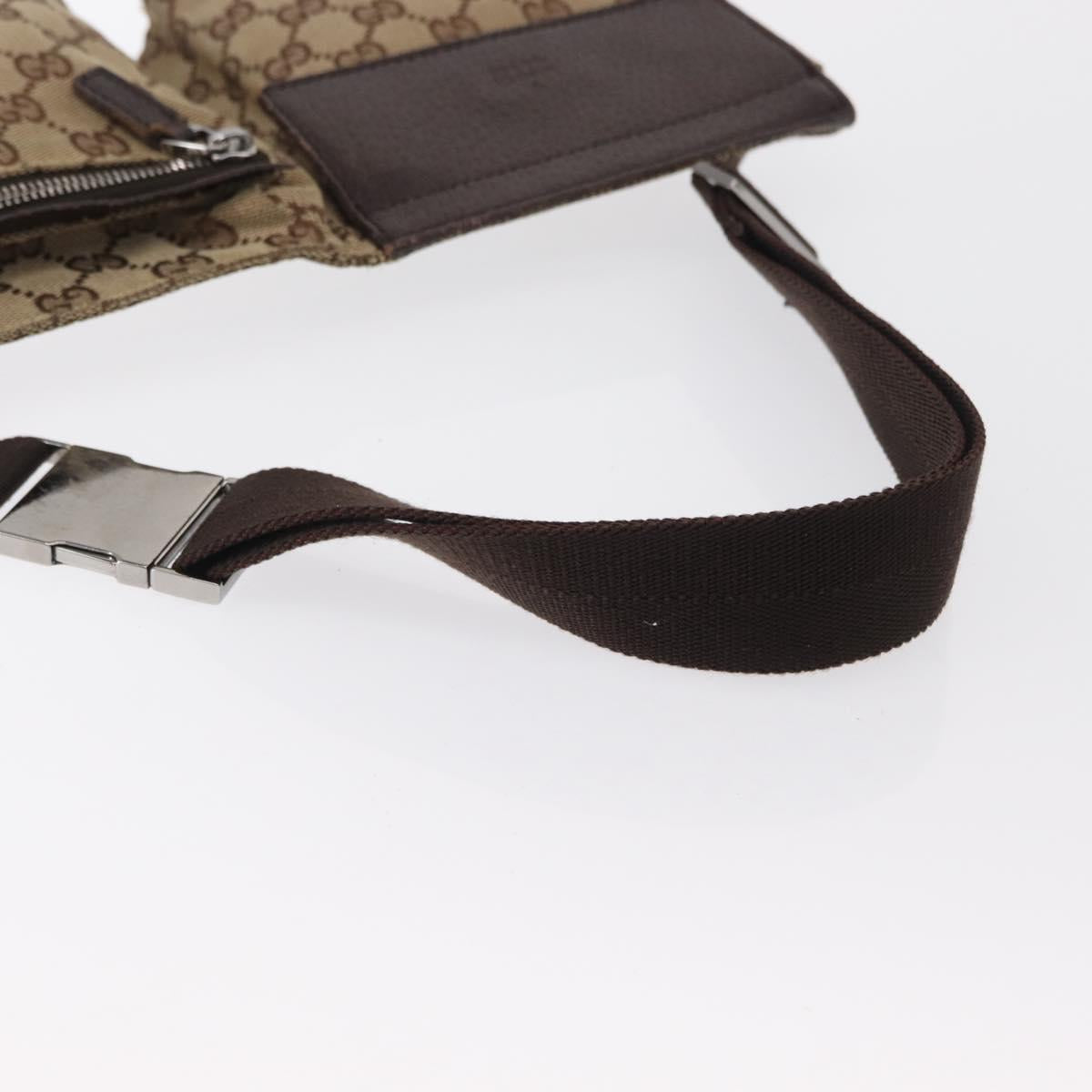 GUCCI GG Canvas Waist bag Beige Silver 28566 Auth 168667