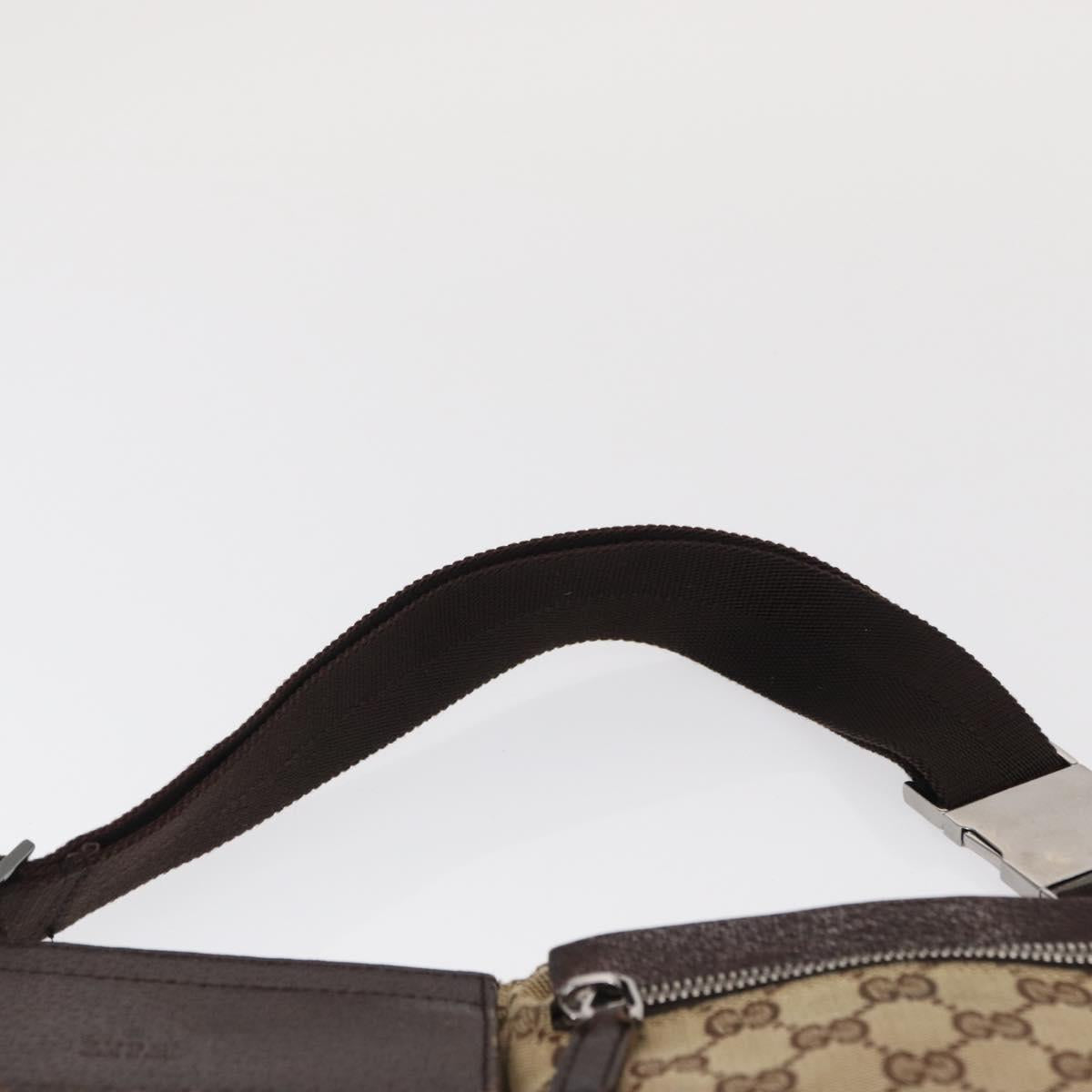 GUCCI GG Canvas Waist bag Beige Silver 28566 Auth 168667