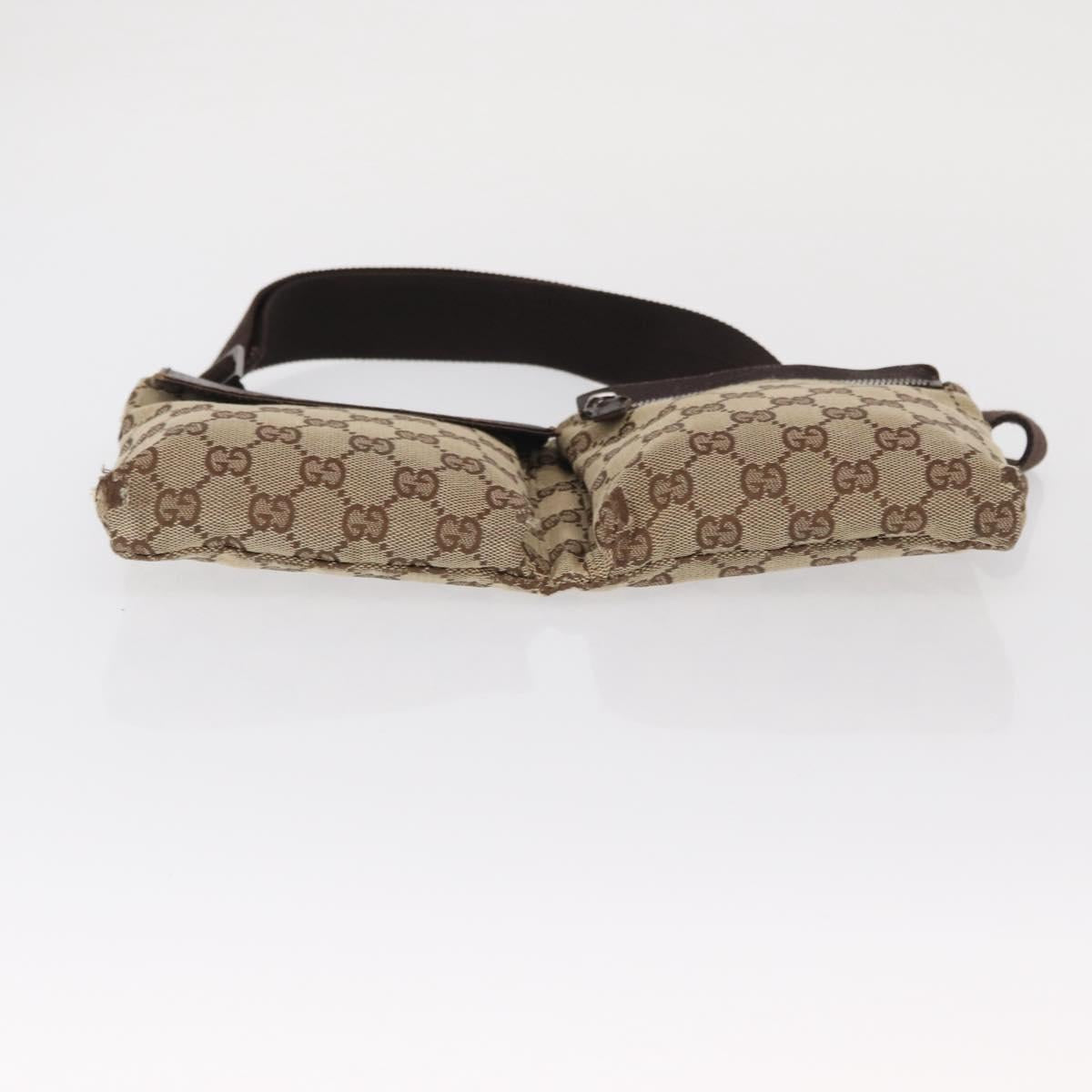 GUCCI GG Canvas Waist bag Beige Silver 28566 Auth 168667