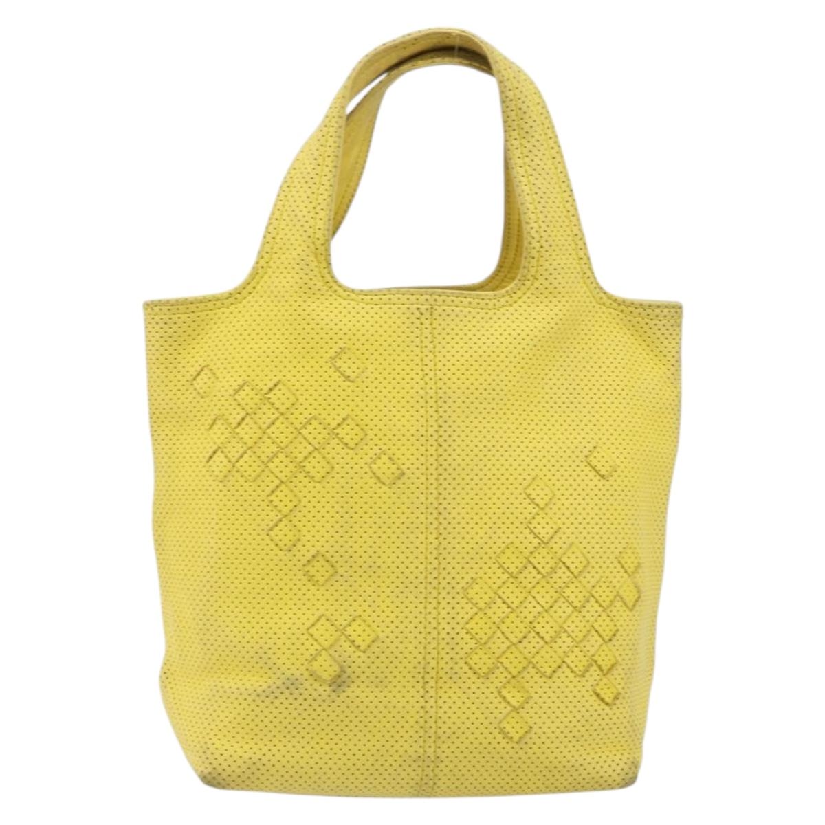 BOTTEGA VENETA INTRECCIATO Hand Bag Leather Yellow 143393 Auth 168672