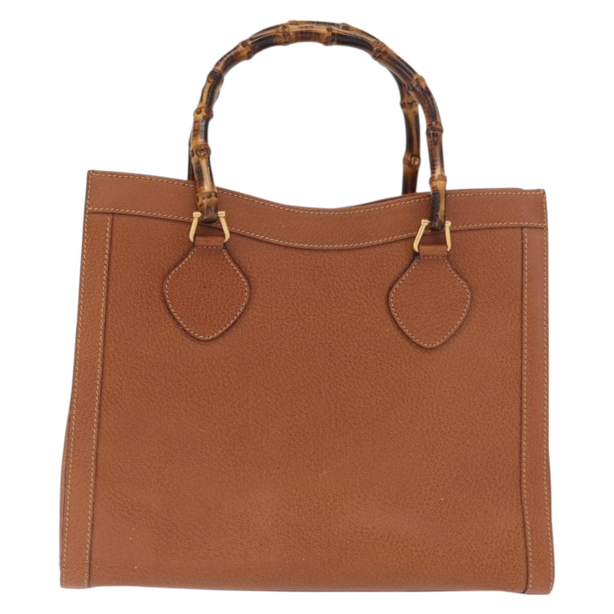GUCCI Bamboo Tote Bag Leather Brown Gold 002 2853 0260 Auth 168674